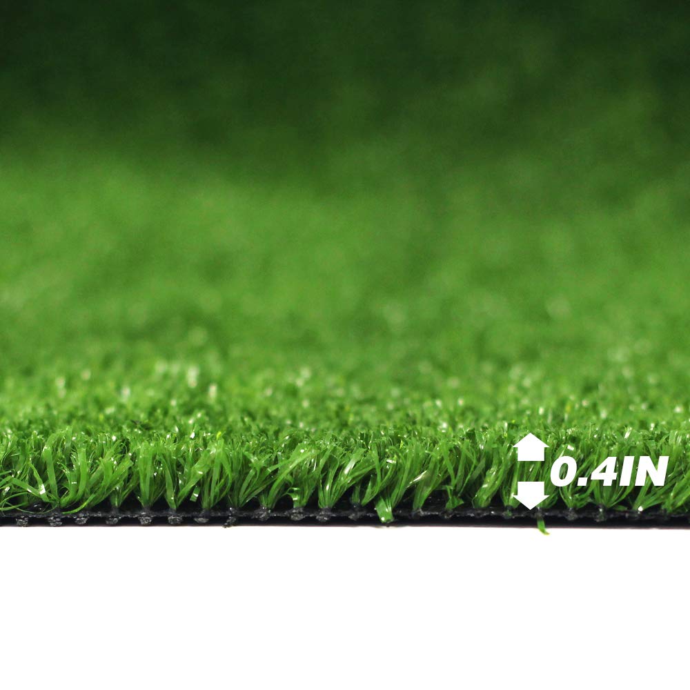 Close-up of artificial grass with a measurement label indicating 0.41 inches.