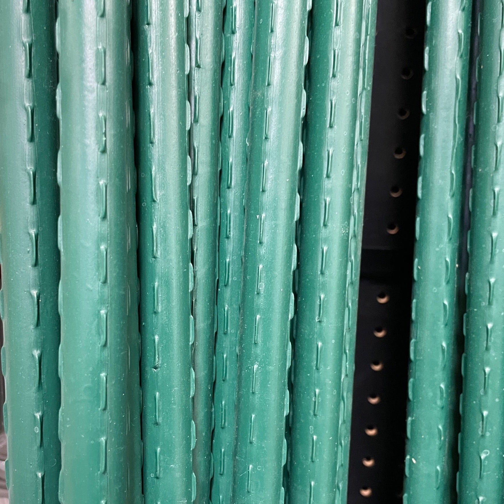 Close-up of Metal Vinyl Coated Planting Poles with tread pattern